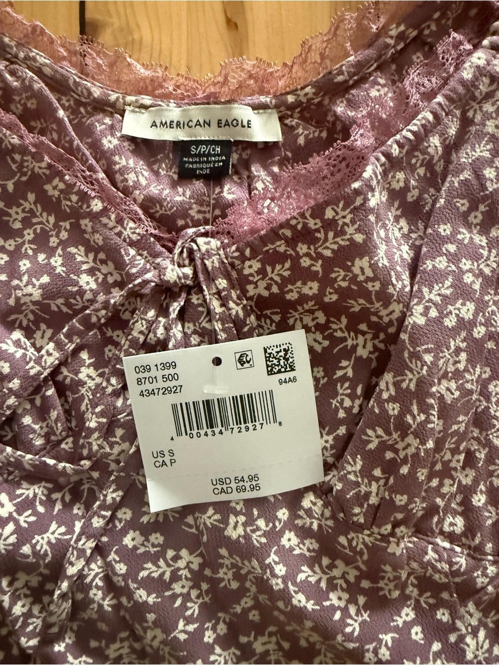 American Eagle Purple Floral Short Sleeve Dress Size S NWT - Picture 3 of 5